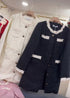 Ladies Elegant Lacey Neck Border Tweed Dresses